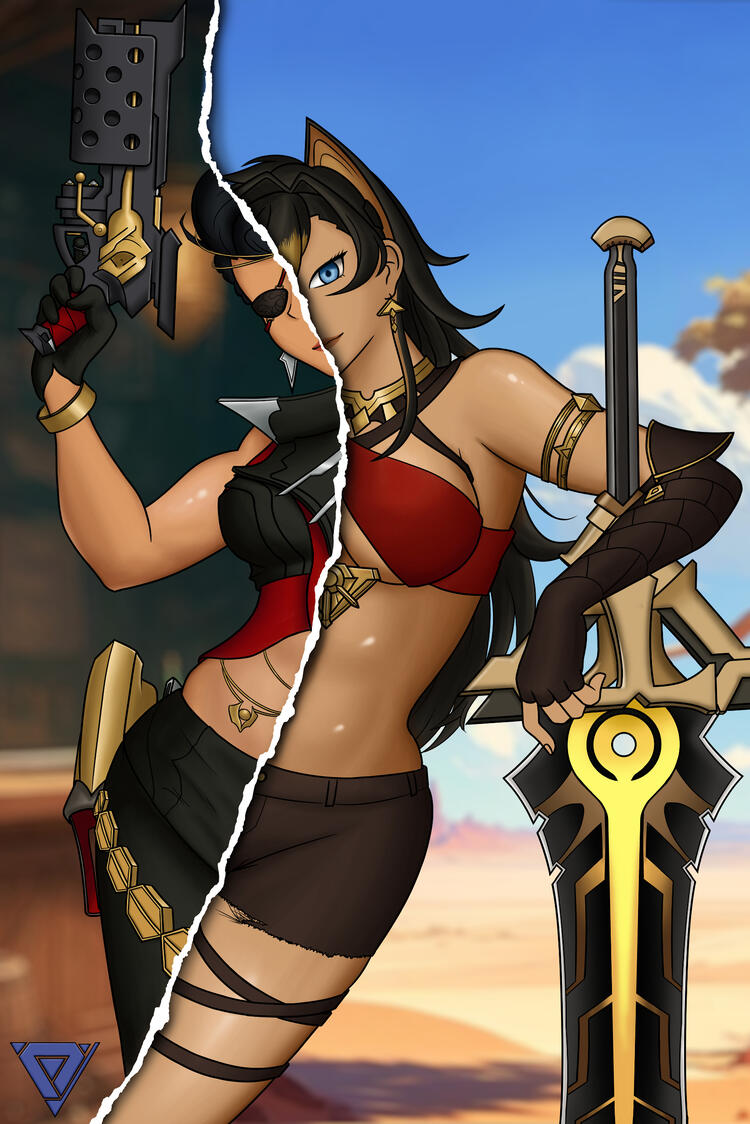 Dehya x Samira Crossover art Dehya x Samira Crossover art